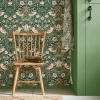 Papier peint intissé Strawberry thief imprimé fleurs, oiseaux vert L.1000 x l.52cm-William Morris Sale
