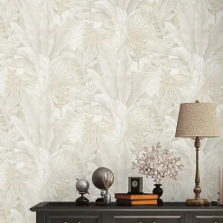 Papier peint intissé vintage feuillage beige mat l.1005 x l.53cm, As Création-A.S. Creation Sale