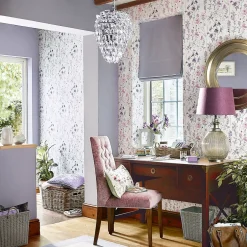 Papier peint intissé Wild meadow imprimé fleurs iris blanc, violet L.1000 x l.52cm-Laura Ashley