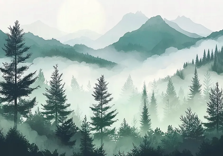 Wallarena Papier Peint Montagnes Nature Panoramique Intissé 350x250 cm - Colle Inclus - Moderne Papier Peint Intissé Chambre Salon