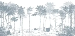 Papier peint panoramique Balade dans les bois, Bleu 150 x 250cm-Acte Déco Discount