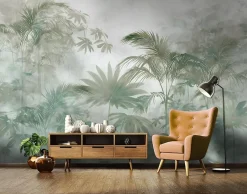 Papier Peint Panoramique Intissé Jungle Feuilles Vert - 350x250 cm - Papier Peint Chambre et salon-Wallarena Sale