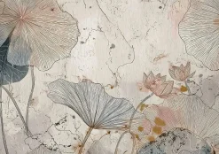 Papier Peint Panoramique Intissé Fleurs Béton Beige - 350x250 cm - Papier Peint Chambre et salon-Wallarena Outlet