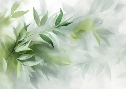 Papier Peint Panoramique Intissé Feuilles Abstrait Vert - 254x184 cm - Papier Peint Chambre et salon-Wallarena Online