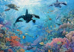 Wallarena Papier Peint Panoramique Intissé Océan Récif corallien Bleu - 350x250 cm - Papier Peint Enfant