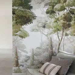 Papier peint panoramique intissé paysage fôret vert, gris, 3 lés, L.280 x l.159 cm-Grandeco Hot