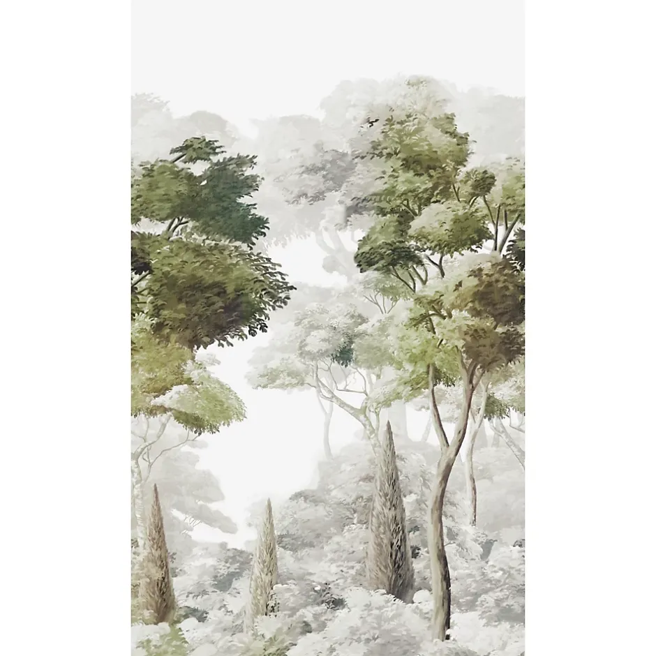 Papier peint panoramique intissé paysage fôret vert, gris, 3 lés, L.280 x l.159 cm-Grandeco Hot