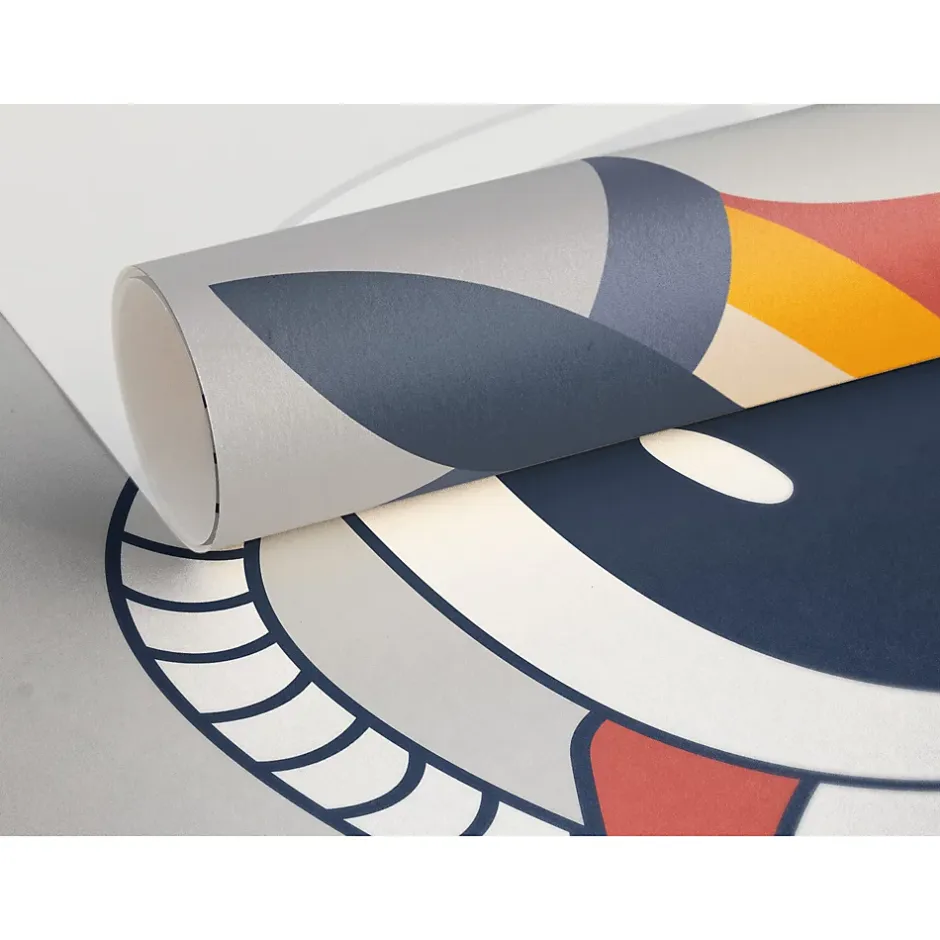 IDPanneaux Papier peint panoramique intissé enfant fusée, astronaute, espace bleu, blanc, 8 lés, L.280 x l.400cm