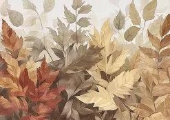 Papier Peint Panoramique Intissé Feuilles Boho Beige 400x280 cm - Colle Inclus - Moderne XXL Papier Peint por Chambre Salon-Wallarena Best