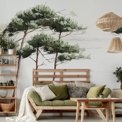 Acte Déco Papier peint panoramique Pins du bassin, Vert de gris 375 x 250cm