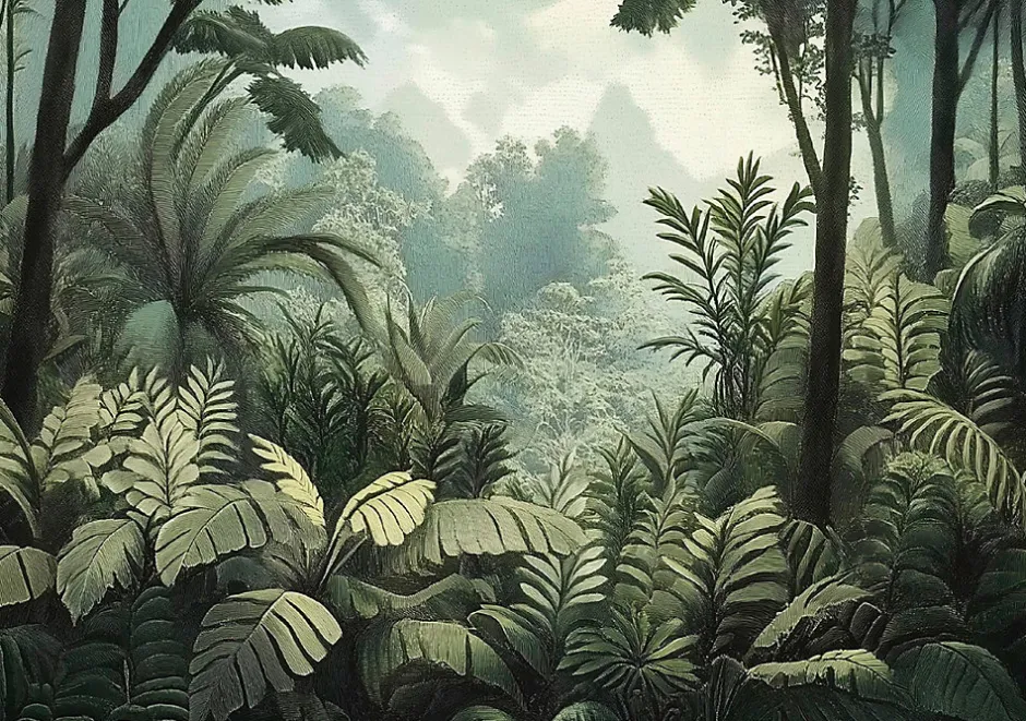 Papier Peint Panoramique Intissé Nature Foret Jungle 350x250 cm - Colle Inclus - Moderne XXL Papier Peint por Chambre Salon-Wallarena Outlet