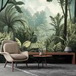 Papier Peint Panoramique Intissé Nature Foret Jungle 350x250 cm - Colle Inclus - Moderne XXL Papier Peint por Chambre Salon-Wallarena Outlet
