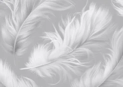 Wallarena Papier Peint Panoramique Intissé Plumes Abstrait Gris - 350x250 cm - Papier Peint Chambre et salon