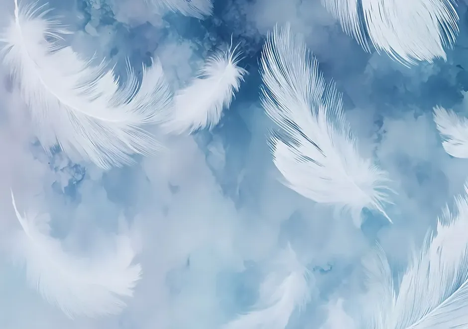 Papier Peint Panoramique Intissé Plumes Abstrait Bleu - 300x210 cm - Papier Peint Chambre et salon-Wallarena Clearance