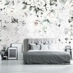 Papier Peint Panoramique Vinyle Feuilles Suspendu Gris - 254x184 cm - Papier Peint Chambre et salon-Wallarena New