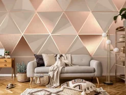 Wallarena Papier Peint Panoramique Intissé Abstrait Géométrique Beige - 350x250 cm - Papier Peint Chambre et salon