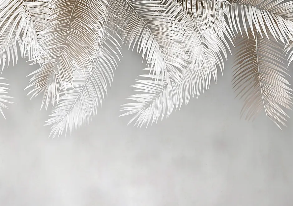 Papier Peint Panoramique Intissé Feuilles Suspendu Beige - 400x280 cm - Papier Peint Chambre et salon-Wallarena Best