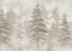 Papier Peint Panoramique Intissé Forêt Arbres Beige - 350x250 cm - Papier Peint Chambre et salon-Wallarena Clearance