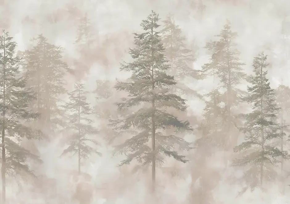 Papier Peint Panoramique Intissé Forêt Arbres Beige - 350x250 cm - Papier Peint Chambre et salon-Wallarena Clearance