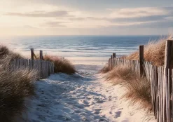 Wallarena Papier Peint Panoramique Intissé Plage Mer Beige - 350x250 cm - Papier Peint Chambre et salon