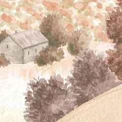 99Deco Papier peint panoramique - Campagne - Rouge - intissé : 150g/m² - 7 lés : 336x270cm