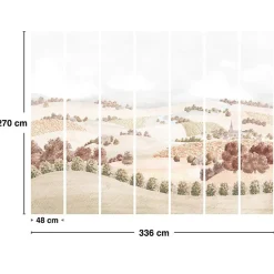 99Deco Papier peint panoramique - Campagne - Rouge - intissé : 150g/m² - 7 lés : 336x270cm