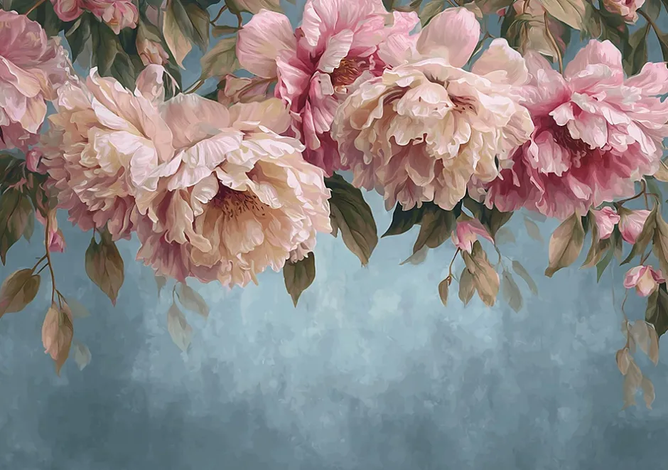 Wallarena Papier Peint Panoramique Intissé Fleurs Suspendu Rose - 350x250 cm - Papier Peint Chambre et salon