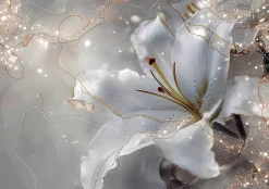 Wallarena Papier Peint Panoramique Intissé Fleurs Lys Beige - 400x280 cm - Papier Peint Chambre et salon