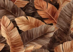 Wallarena Papier Peint Panoramique Intissé Feuilles Abstrait Brun - 400x280 cm - Papier Peint Chambre et salon