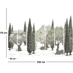 99DECO Papier peint panoramique - Tivoli - Vert - intissé : 150g/m² - 7 lés : 336x270cm