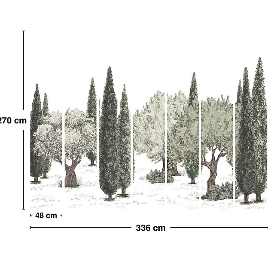 99DECO Papier peint panoramique - Tivoli - Vert - intissé : 150g/m² - 7 lés : 336x270cm