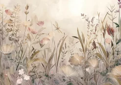 Wallarena Papier Peint Panoramique Intissé Fleurs Prairie Beige - 350x250 cm - Papier Peint Chambre et salon