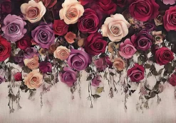 Wallarena Papier Peint Panoramique Intissé Fleurs Floral Vintage 350x250 cm - Colle Inclus - Moderne Papier Peint Intissé Chambre Salon