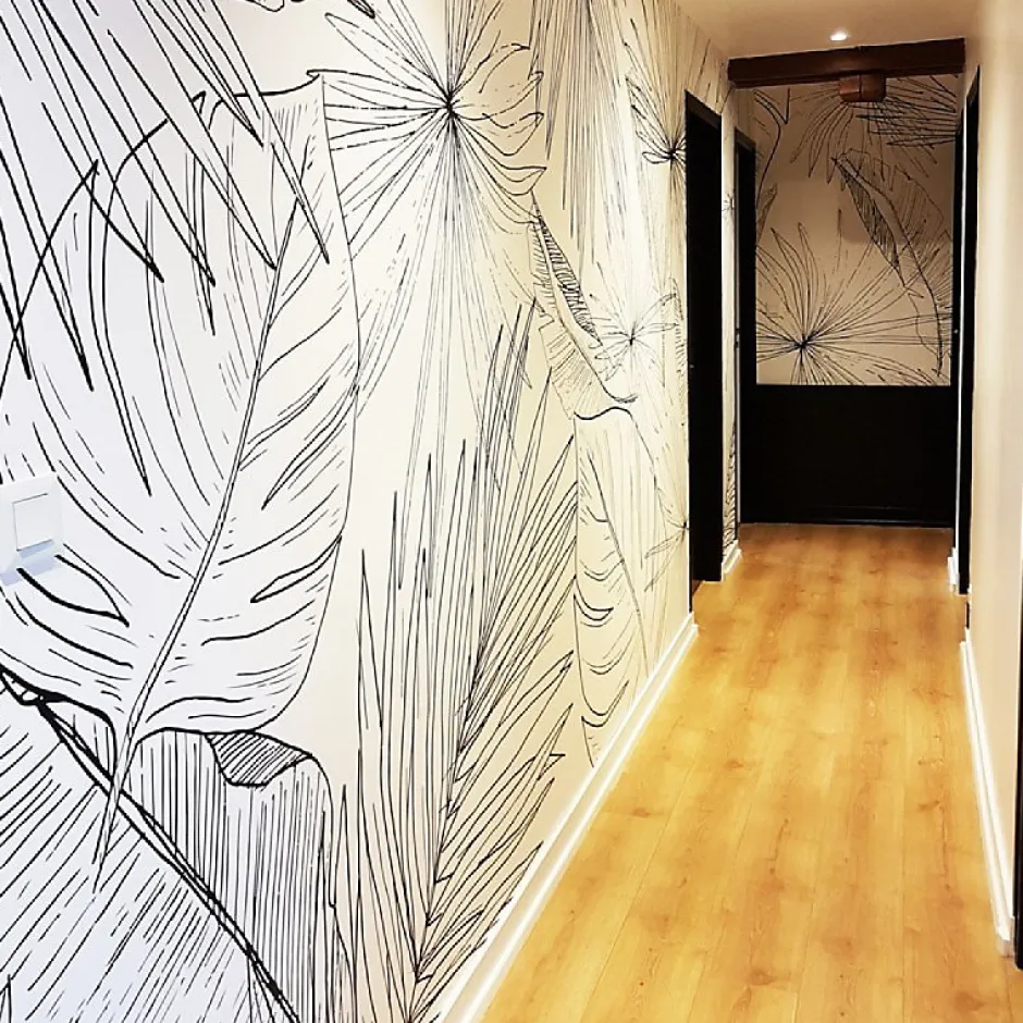 Papier peint panoramique - Lamnar - Noir - intissé : 150g/m² - 7 lés : 336x270cm-99DECO Online