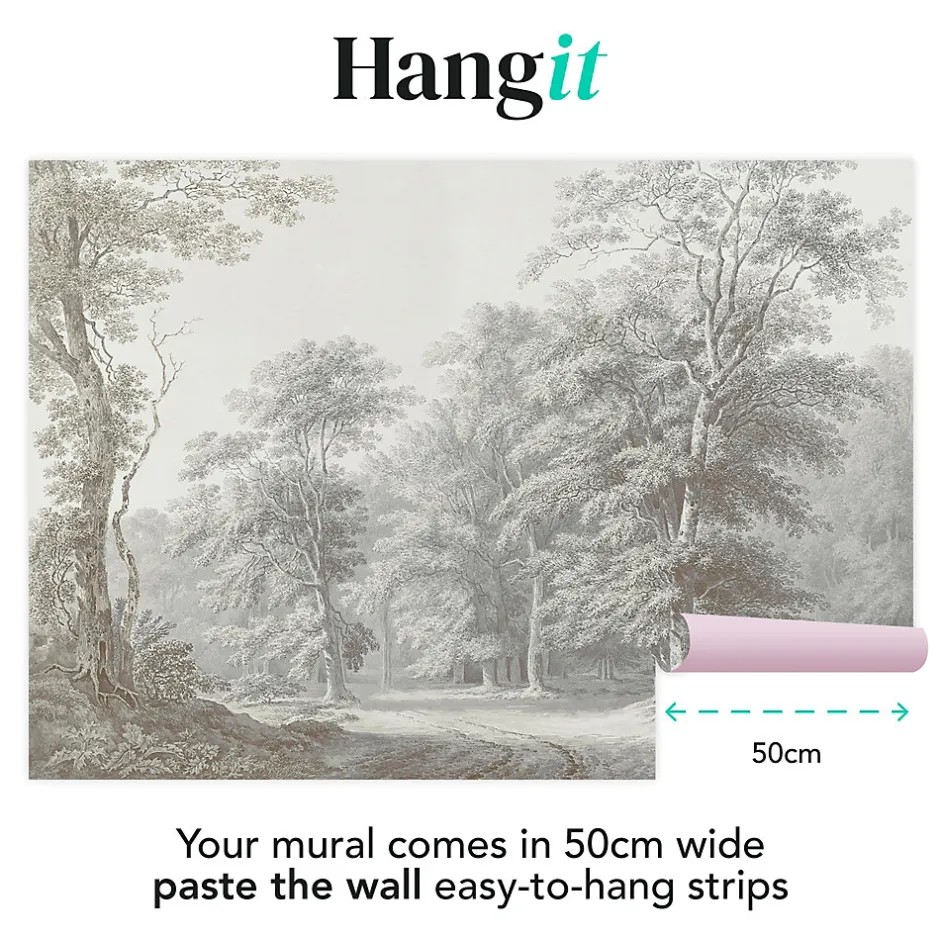 Art for the Home Papier peint panoramique XXL Forêt Bucolique 400 x 280cm Gris vert