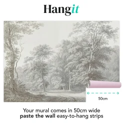 Art for the Home Papier peint panoramique XXL Forêt Bucolique 400 x 280cm Gris vert