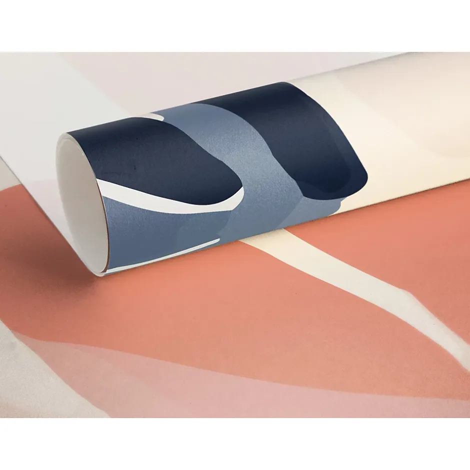 Papier peint panoramique intissé fleuri, fleurs abstraites, bleu, rose, 8 lés, L.280 x l.400cm-IDPanneaux Discount