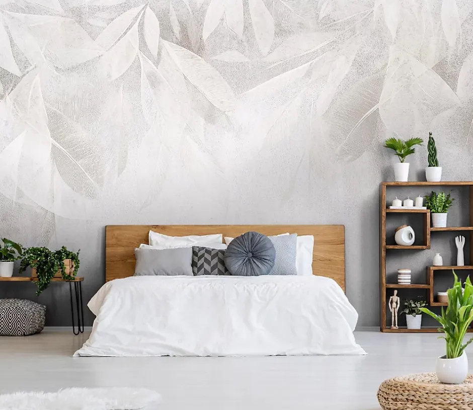 Papier Peint Panoramique Intissé Béton Boho 350x250 cm - Colle Inclus - Chambre et Salon - Moderne Papier Peint-Wallarena Discount