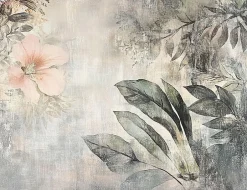 Papier Peint Panoramique Intissé Fleurs Feuilles Vintage 400x280 cm - Colle Inclus - Chambre et Salon-Wallarena