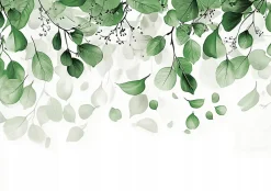 Papier Peint Panoramique Intissé Blanc Vert Feuilles 350x250 cm - Colle Inclus - Moderne XXL Papier Peint por Chambre Salon-Wallarena Hot