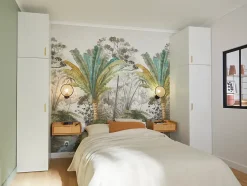 Papier peint panoramique palmier noir et blanc L.280 x l.159 cm-Grandeco Online