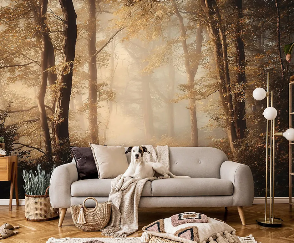 Papier Peint Panoramique Intissé Forêt Arbres Brun - 400x280 cm - Papier Peint Chambre et salon-Wallarena Best