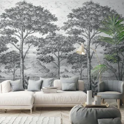 GoodHome Papier peint panoramique Intissé Turcoaz noir et blanc 280 x 159 cm