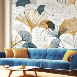 99DECO Papier peint panoramique - Gingko - Multicolore - intissé : 150g/m² - 5 lés : 240x270cm