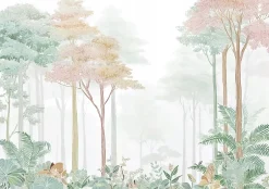 Wallarena Papier Peint Panoramique Intissé Forêt Arbres Vert - 400x280 cm - Papier Peint Chambre et salon