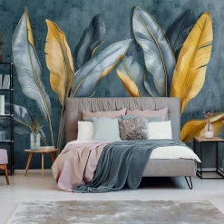 Papier Peint Panoramique Intissé Feuilles Nature 400x280 cm - Colle Inclus - Moderne XXL Papier Peint por Chambre Salon-Wallarena Clearance