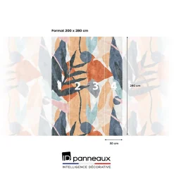 Papier peint panoramique intissé géométrique gris, bleu, orange, 4lés, L.280 x l.200cm-IDPanneaux Hot