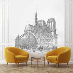 Papier peint panoramique Notre Dame - Noir-Lé Papiers de Ninon Hot