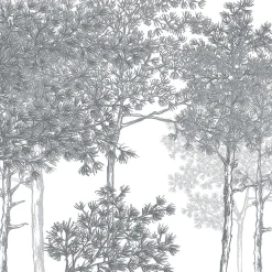 Papier peint panoramique Balade dans les bois, Gris 150 x 250cm-Acte Déco Outlet