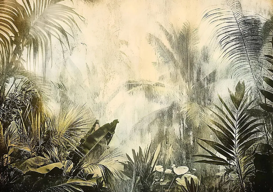 Wallarena Papier Peint Panoramique Intissé Feuilles Vintage 350x250 cm - Colle Inclus - XXL Papier Peint por Chambre Salon